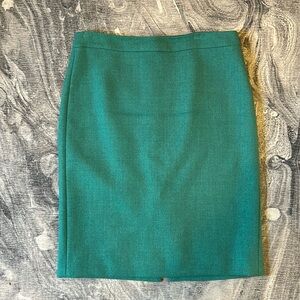Green J Crew Wool Pencil Skirt